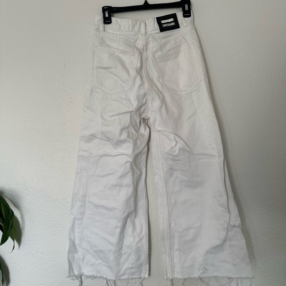 Dr Denim Aiko high rise cropped jean with raw hem 26/27 white wide - Picture 3 of 5